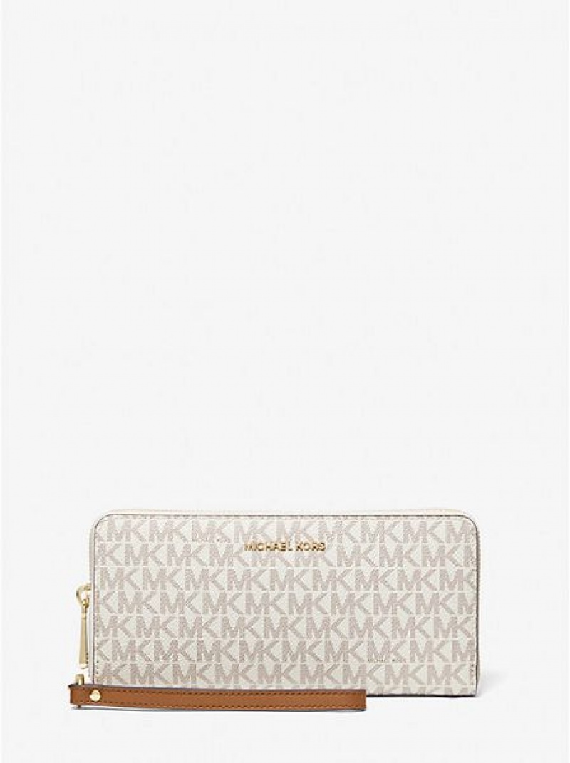 Michael Kors Large Logo Continental Portefeuille Dames Lichtgeel | 520168-NUX