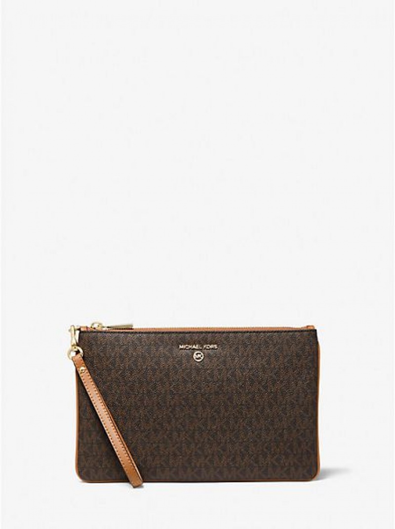 Michael Kors Large Logo Portefeuille Dames Bruin | 169458-JNY