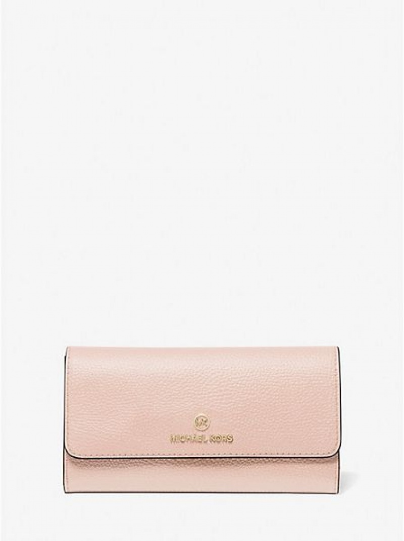 Michael Kors Large Pebbled Leren Tri-fold Portefeuille Dames Roze | 342961-AHD