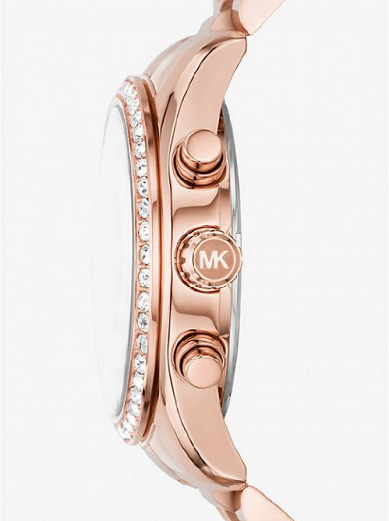 Michael Kors Lexington Pave Horloge Dames Roze Goud | 128904-ULQ