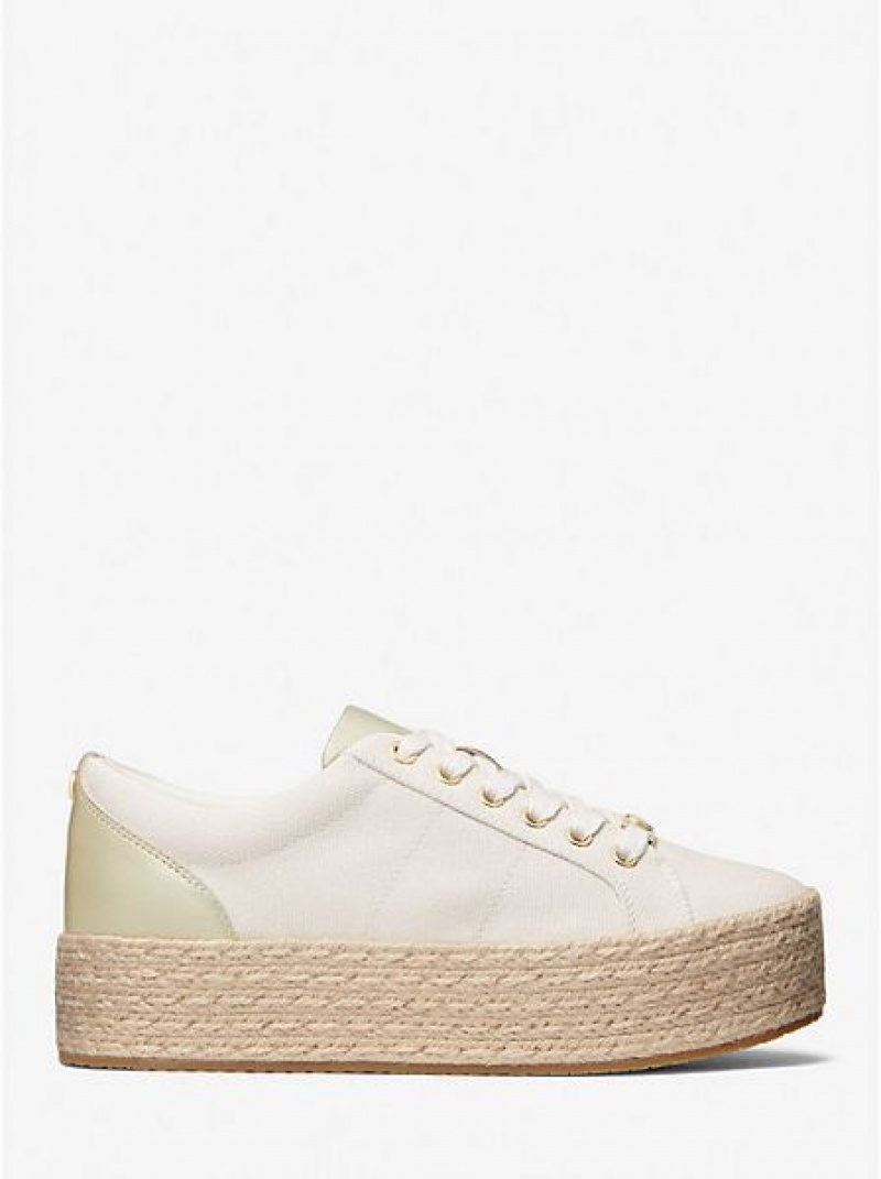 Michael Kors Libby Katoenen Canvas Platform Sneakers Dames Beige | 286970-BGA