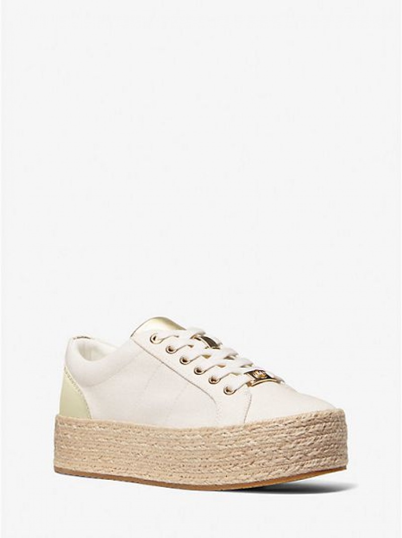 Michael Kors Libby Katoenen Canvas Platform Sneakers Dames Beige | 286970-BGA