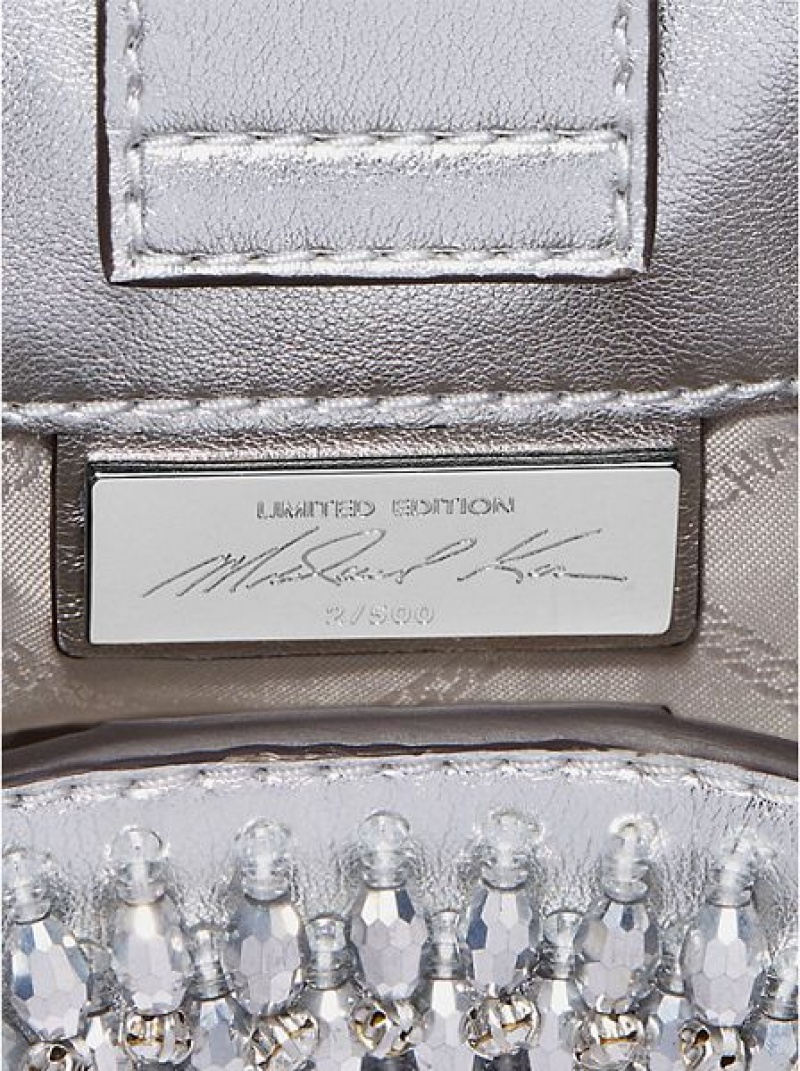 Michael Kors Limited-edition Rosie Extra-small Embellished Metallic Faux Leren Schoudertassen Dames Zilver | 360542-GHO