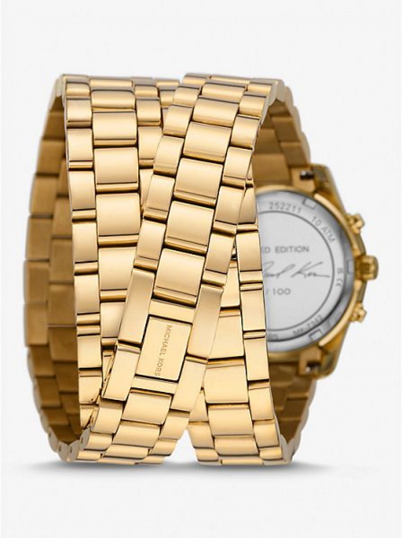 Michael Kors Limited-edition Runway 18k Stainless Steel Wrap Horloge Dames Goud | 190672-SPT