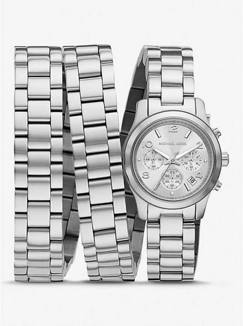 Michael Kors Limited-edition Runway Rhodium-plated Stainless Steel Wrap Horloge Dames Zilver | 021796-LRD