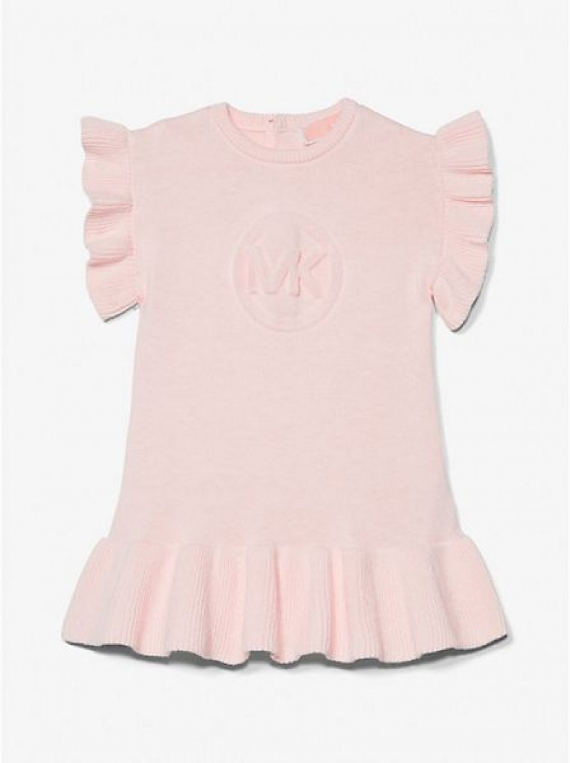 Michael Kors Logo Embossed Katoenen Ruffled Jurken Kinderen Roze | 046318-VQW