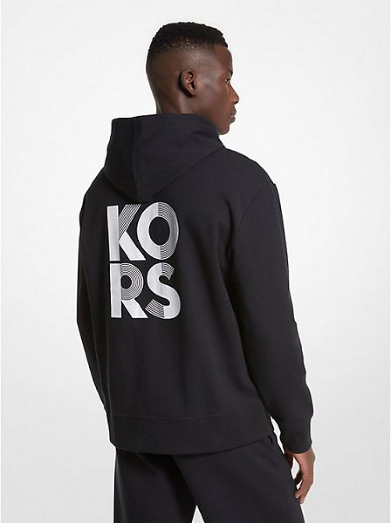 Michael Kors Logo Katoenen Blend Hoodie Heren Zwart | 642095-FBK