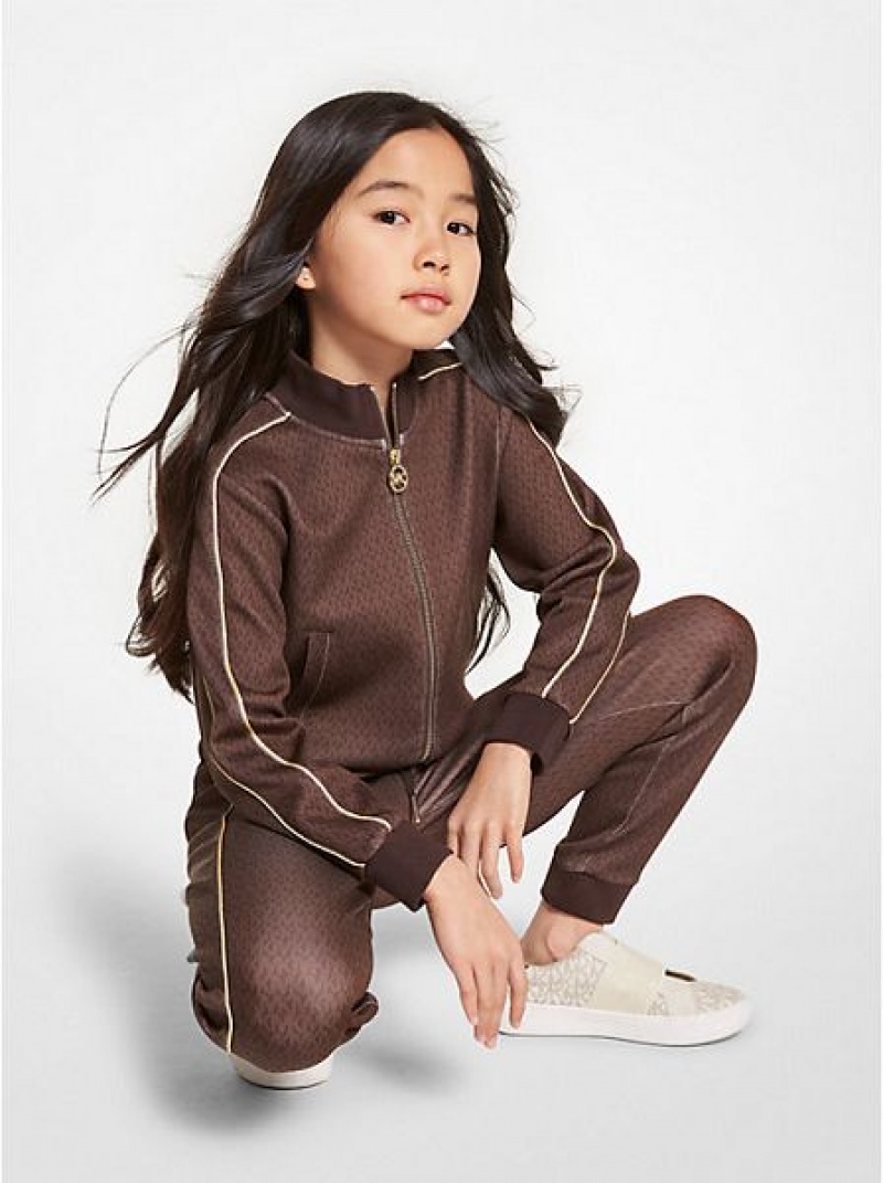 Michael Kors Logo Stretch Viscose Track Jassen Kinderen Chocola | 817263-TZQ