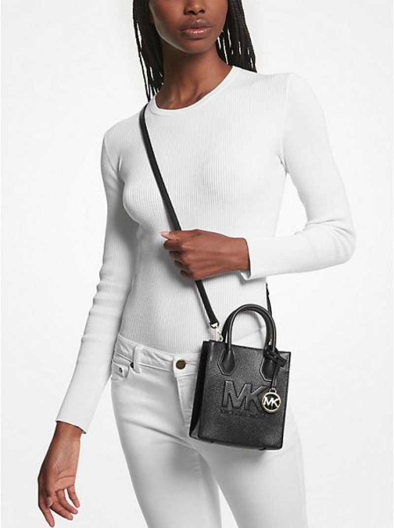 Michael Kors Mercer Extra-small Pebbled Leren Crossbodytassen Dames Zwart | 082576-JSU