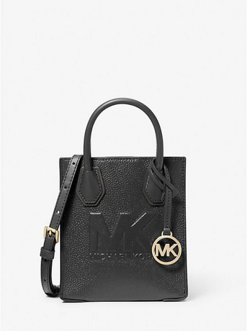 Michael Kors Mercer Extra-small Pebbled Leren Crossbodytassen Dames Zwart | 082576-JSU