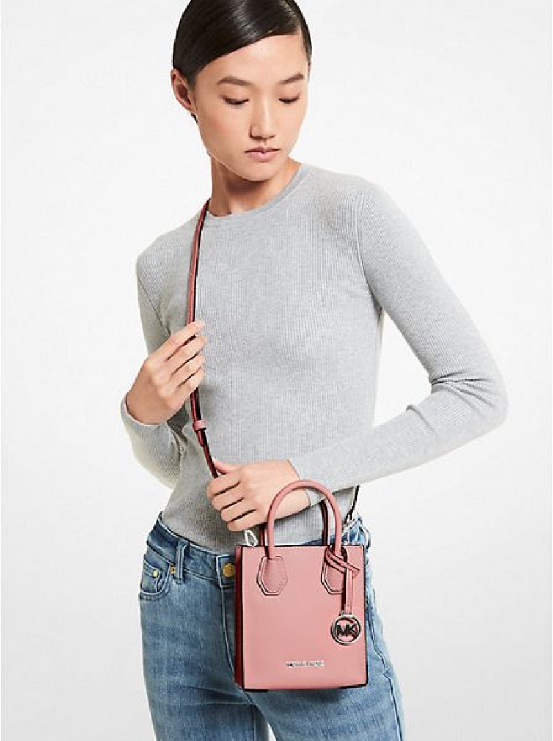 Michael Kors Mercer Extra-small Pebbled Leren Crossbodytassen Dames Roze | 492815-GJX