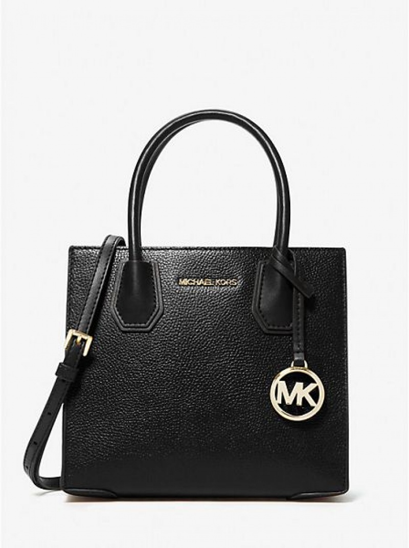 Michael Kors Mercer Medium Pebbled Leren Crossbodytassen Dames Zwart | 329574-WYM