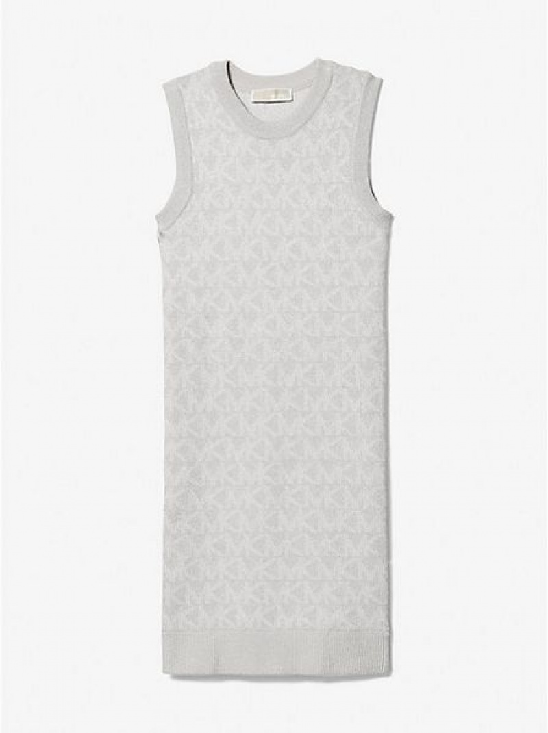 Michael Kors Metallic Logo Knit Tank Jurken Kinderen Grijs | 625904-ANX