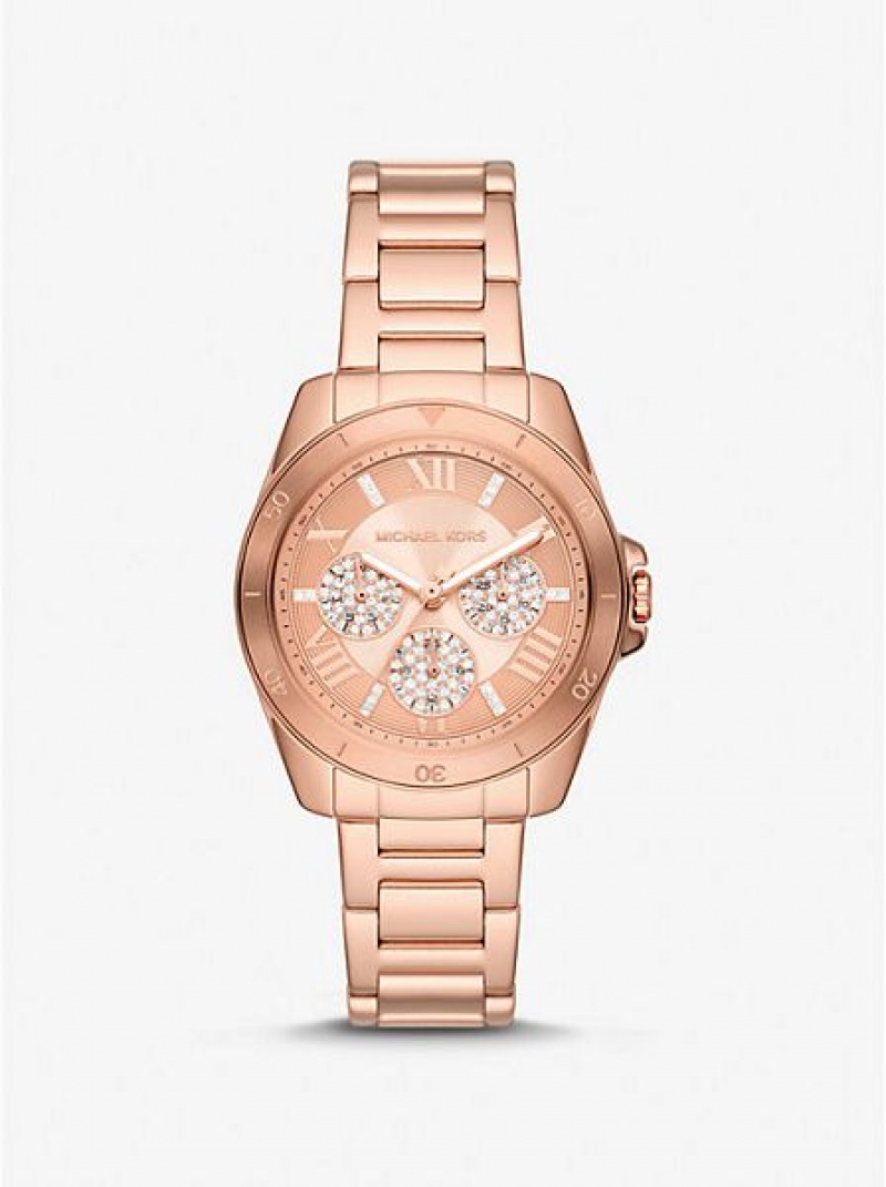 Michael Kors Mini Alek Pave Horloge Dames Roze Goud | 036185-SJN