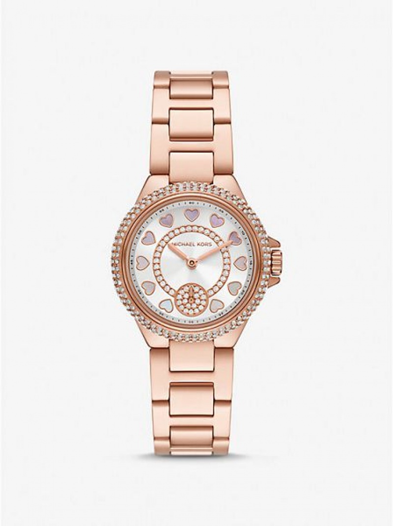 Michael Kors Mini Camille Pave Horloge Dames Roze Goud | 530291-PMV