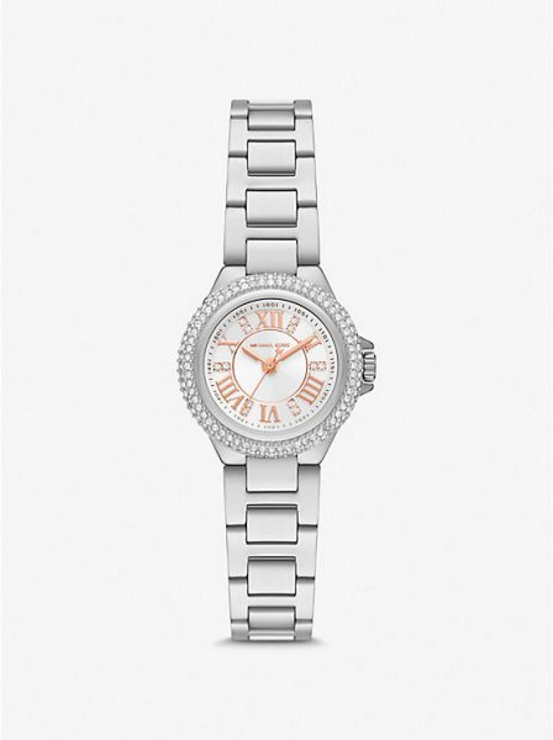 Michael Kors Mini Camille Pave Horloge Dames Zilver | 160487-BQA