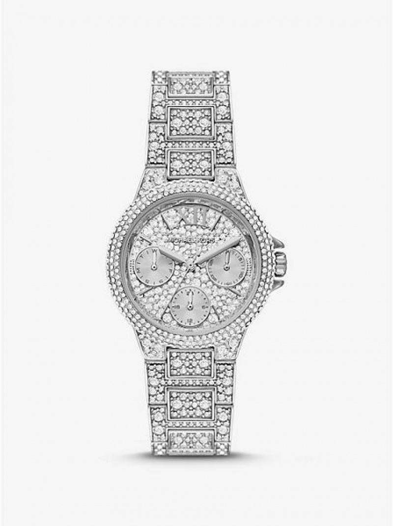 Michael Kors Mini Camille Pave Horloge Dames Zilver | 815374-NER