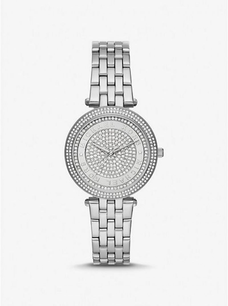 Michael Kors Mini Darci Pave Horloge Dames Zilver | 593416-LZR