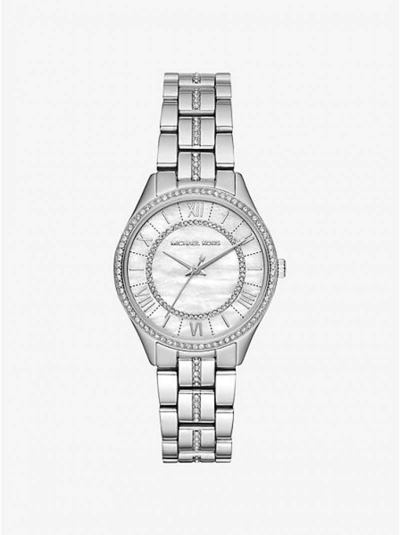 Michael Kors Mini Lauryn Pave Horloge Dames Zilver | 591243-LTG