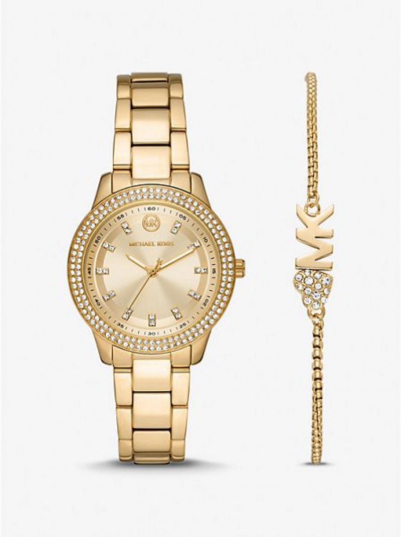 Michael Kors Mini Tibby Pave Horloge Dames Goud | 201784-QKC