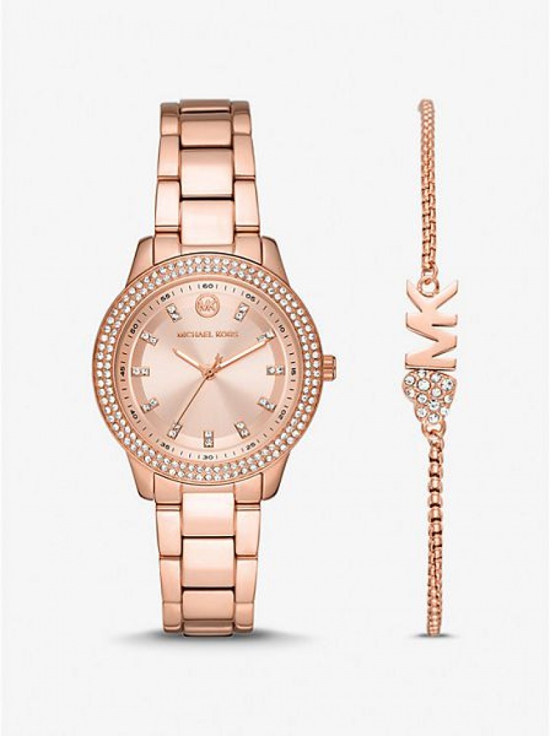 Michael Kors Mini Tibby Pave Horloge Dames Roze Goud | 618075-FZK