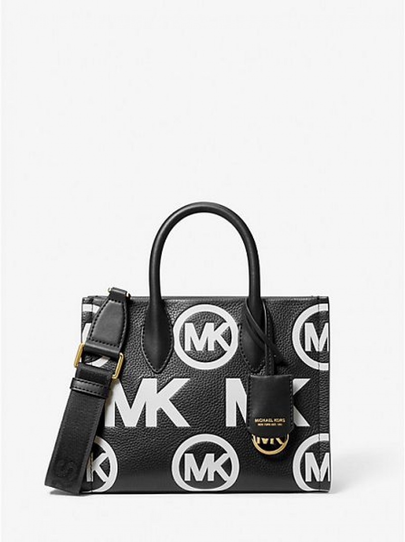 Michael Kors Mirella Small Logo Embossed Pebbled Leren Crossbodytassen Dames Zwart | 197405-RZO