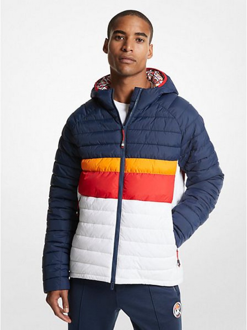 Michael Kors Mk X Ellesse Breckenridge Color-blocked Gewatteerd Nylon Puffer Jassen Heren Gekleurd | 150726-MYI