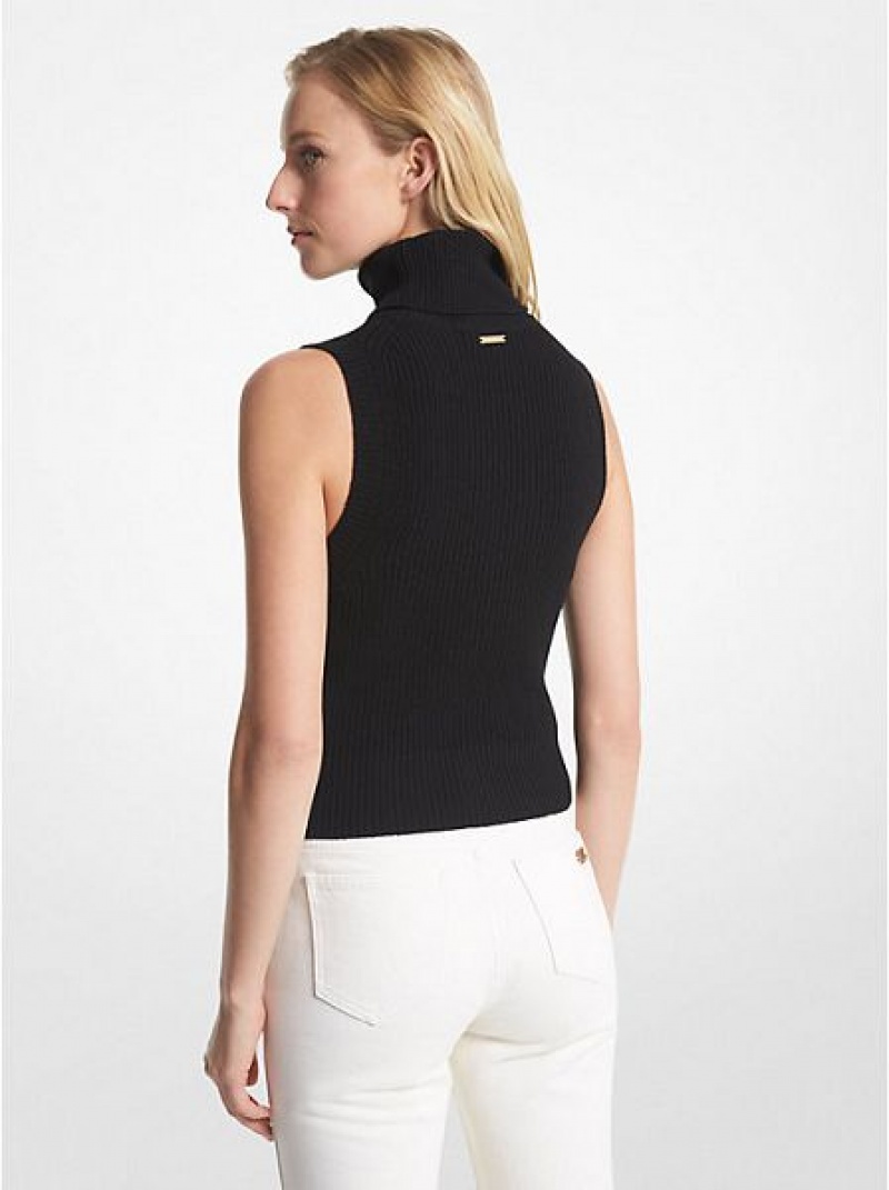 Michael Kors Mouwloos Merino Wol Blend Turtleneck Truien Dames Zwart | 072863-JMX