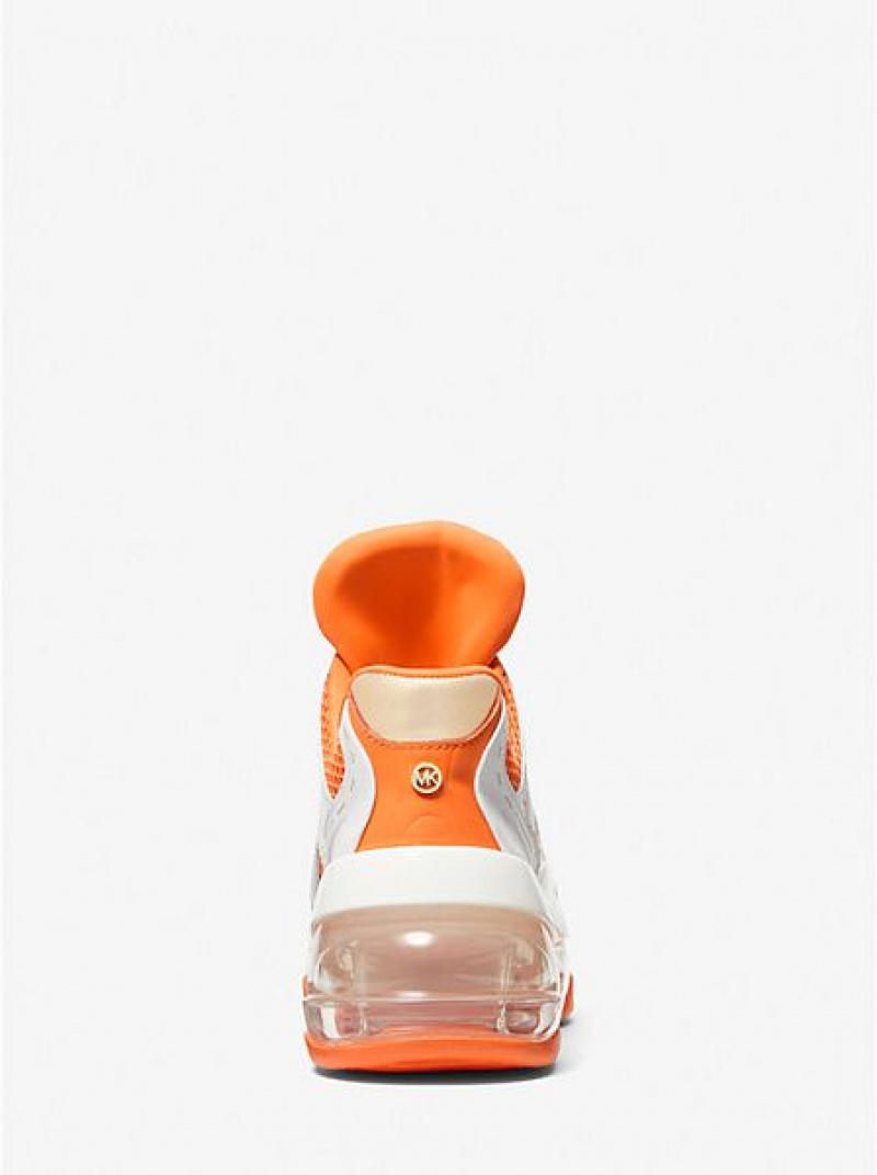 Michael Kors Olympia Sport Extreme Leren And Mesh Sneakers Dames Wit Oranje | 059382-LXQ