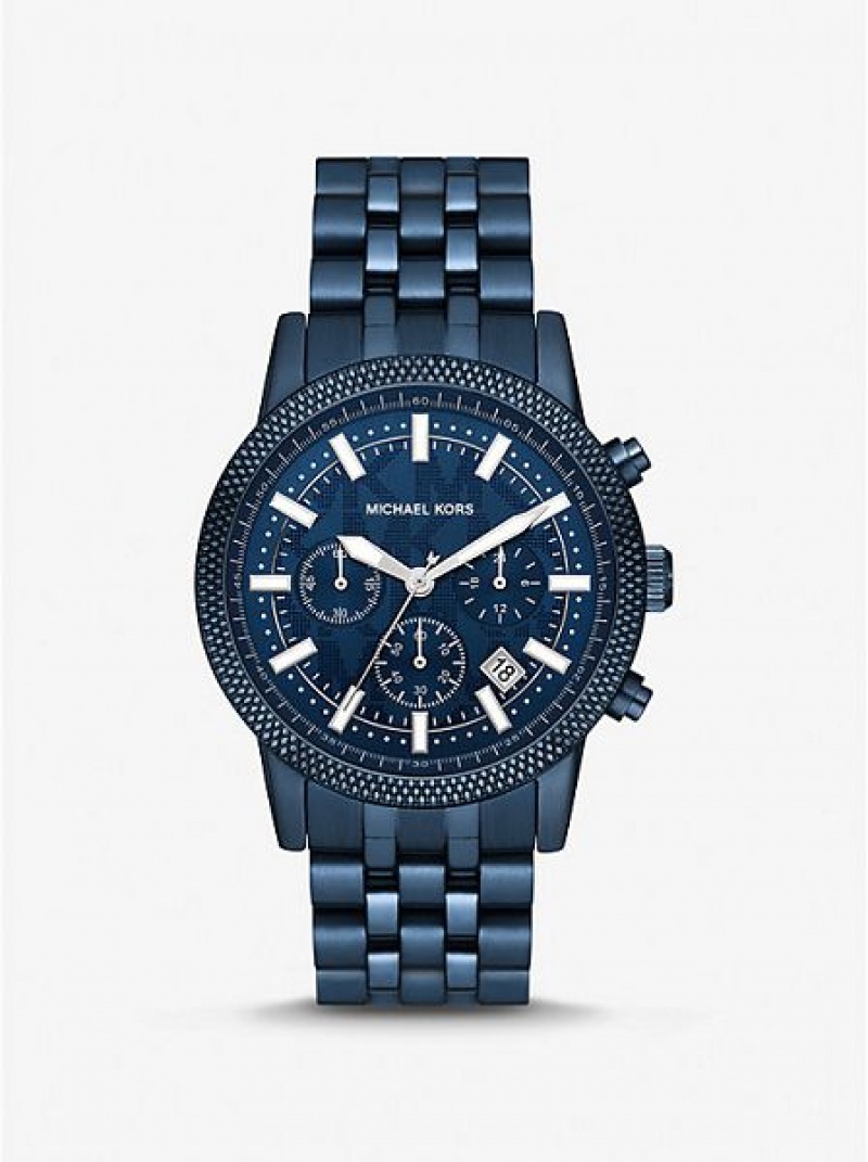 Michael Kors Oversized Hutton Navy-tone Horloge Dames Donkerblauw | 045976-EDF