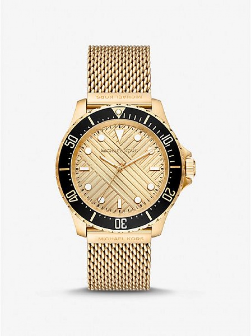 Michael Kors Oversized Slim Everest Mesh Horloge Dames Goud | 451302-ICK