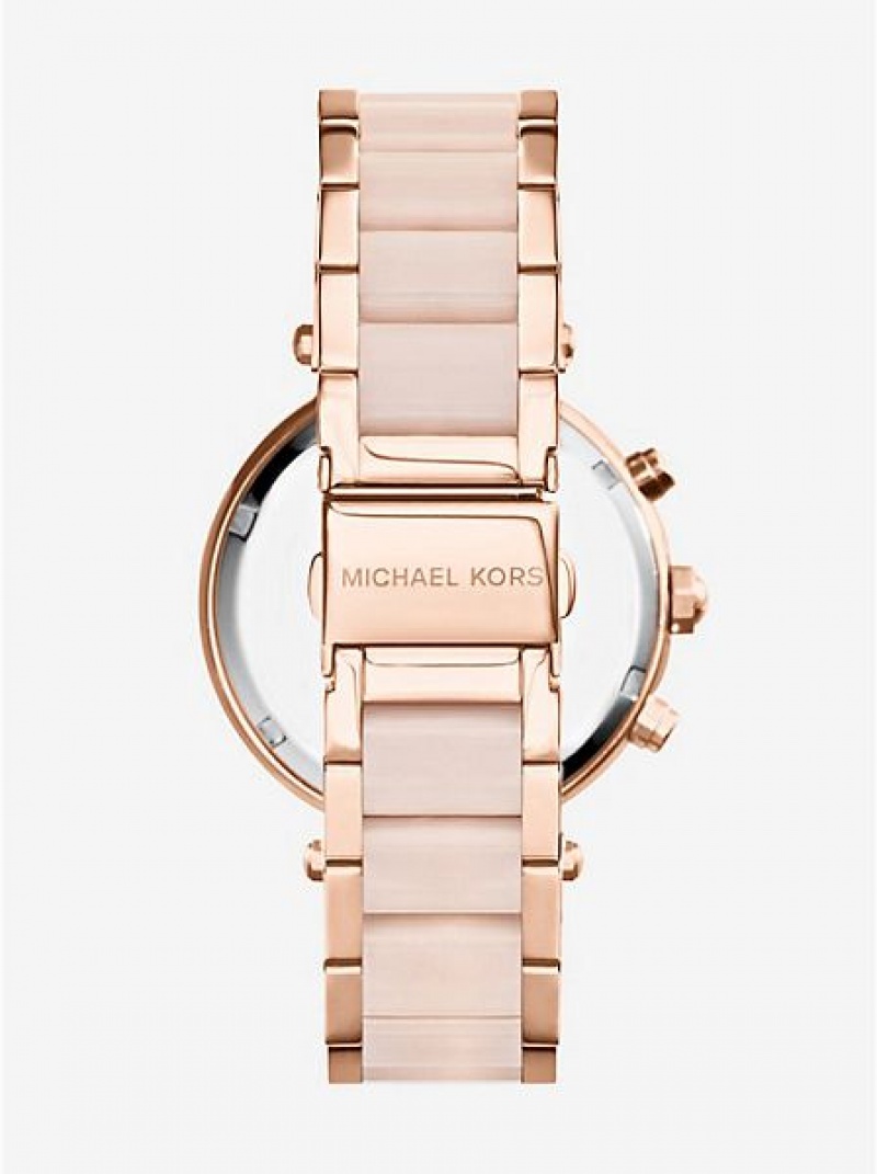 Michael Kors Parker Blush Acetate Horloge Dames Roze Goud | 405963-GVJ