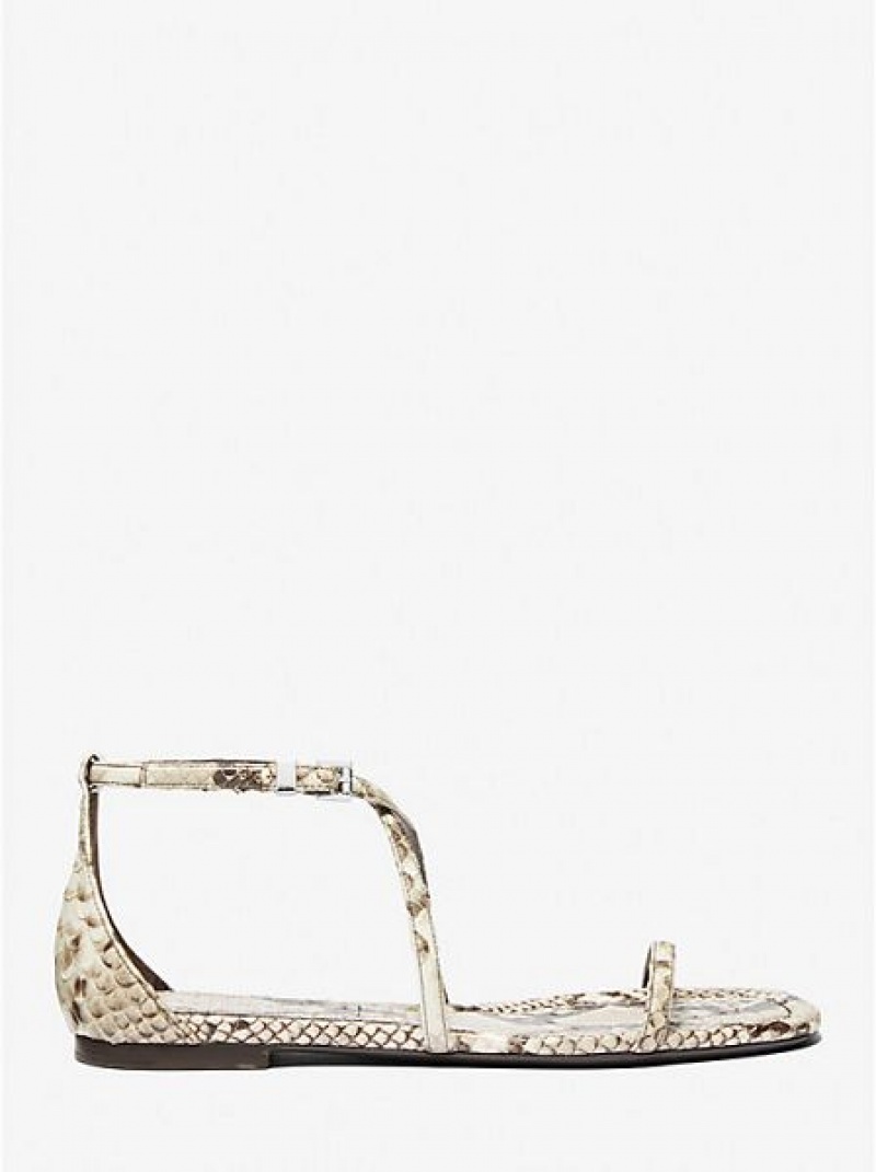 Michael Kors Polly Python Embossed Leren Sandalen Dames Beige | 968271-WYL