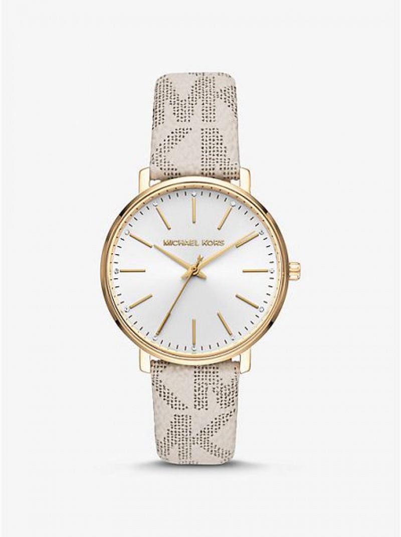 Michael Kors Pyper Logo Horloge Dames Goud | 538926-YUM