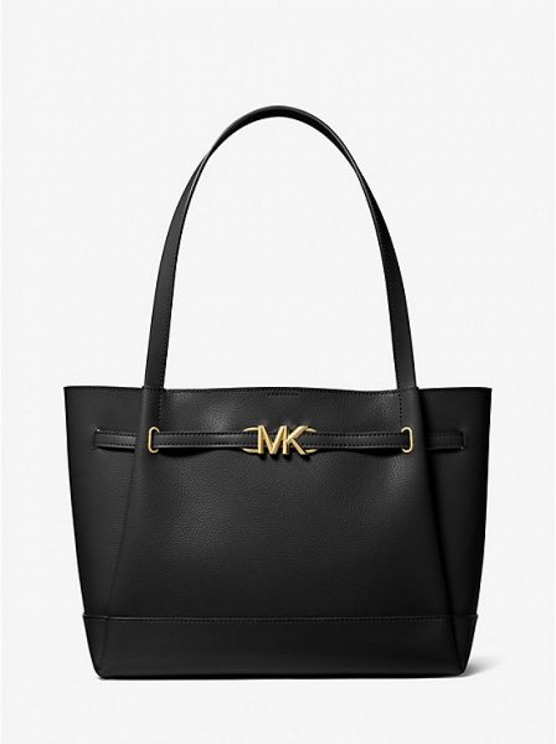 Michael Kors Reed Large Pebbled Leren Tote Tassen Dames Zwart | 407923-TOM