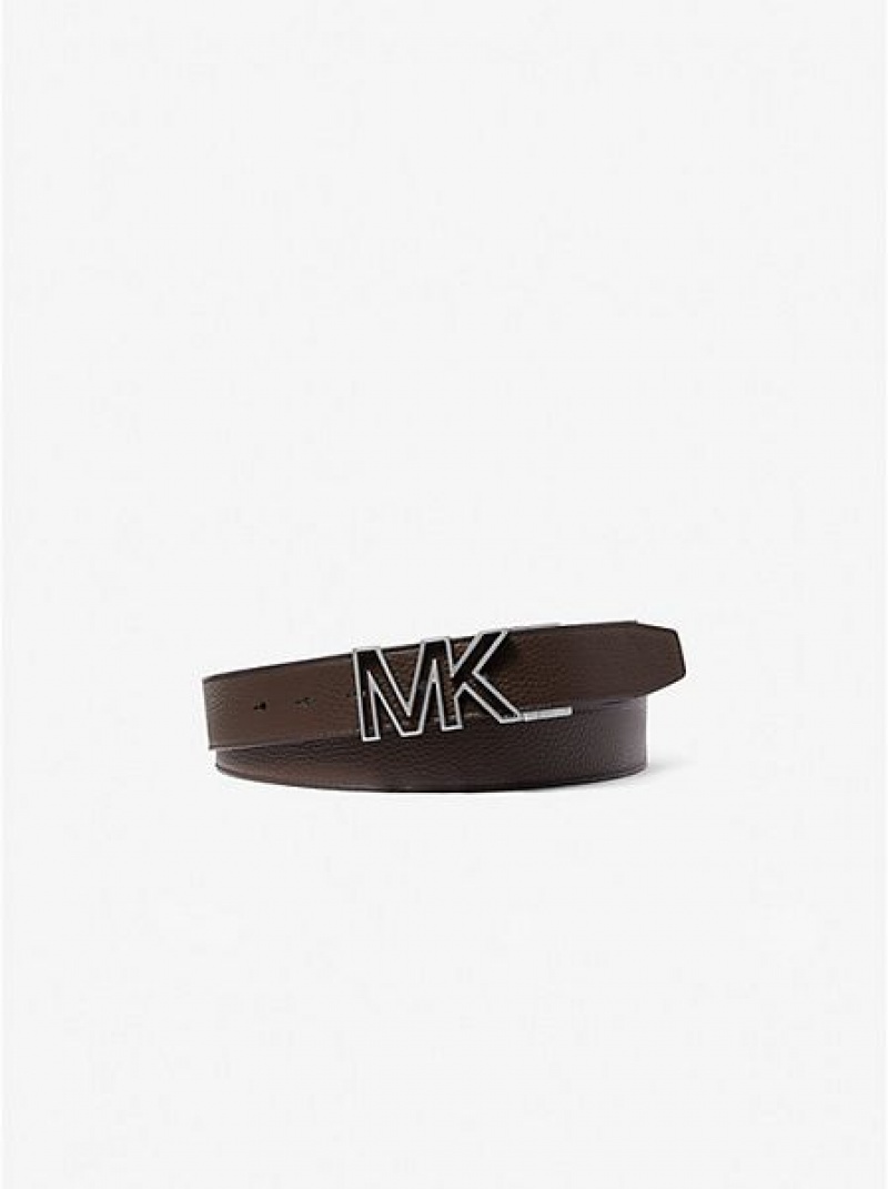 Michael Kors Reversible Logo And Faux Leren Riemen Heren Zwart | 085693-RXF