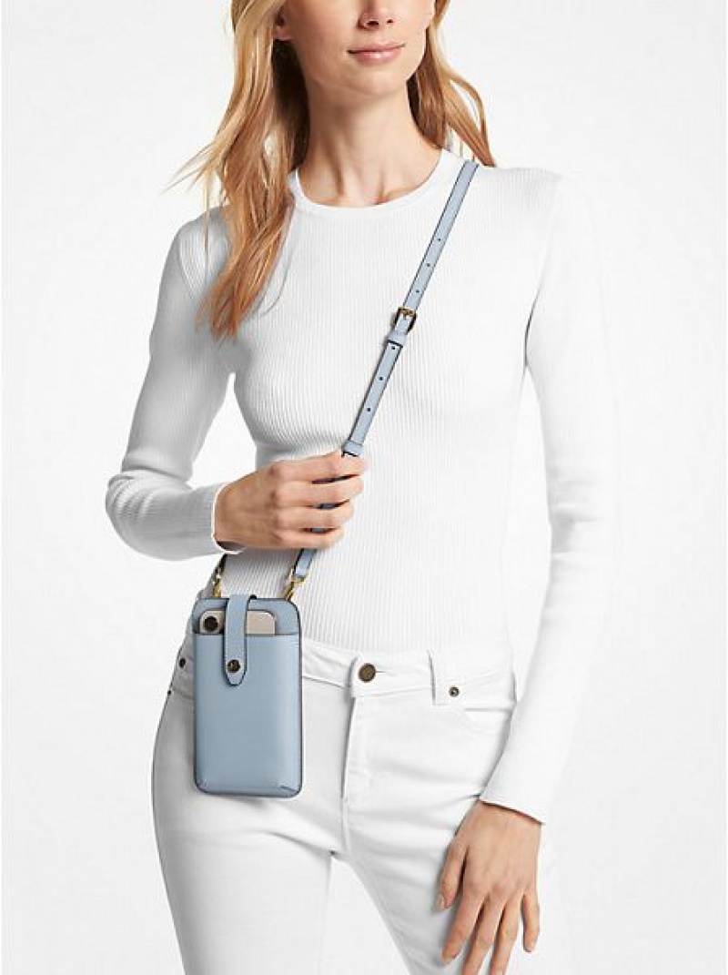 Michael Kors Saffiano Leren Smartphone Crossbodytassen Dames Blauw | 871942-HUV