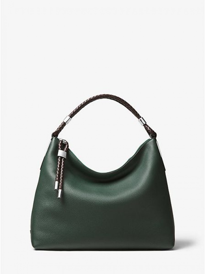 Michael Kors Skorpios Small Pebbled Leren Schoudertassen Dames Groen | 247561-LNH