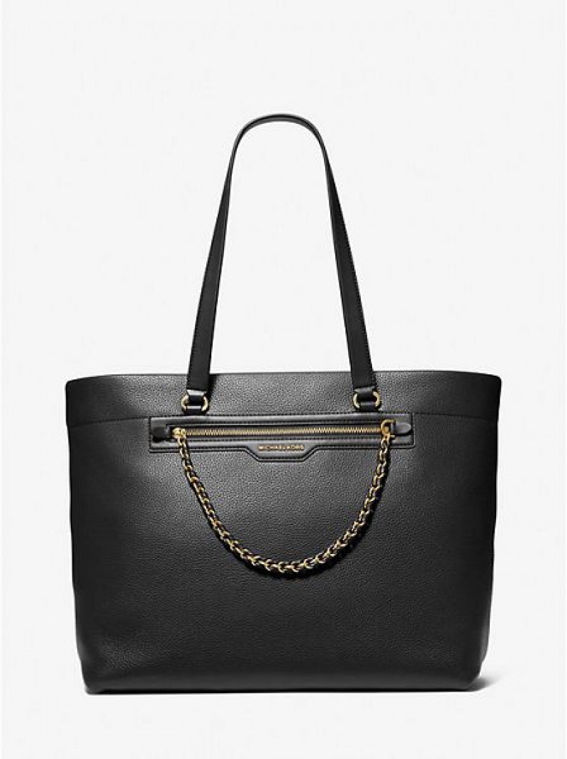 Michael Kors Slater Large Pebbled Leren Tote Tassen Dames Zwart | 905412-NDY