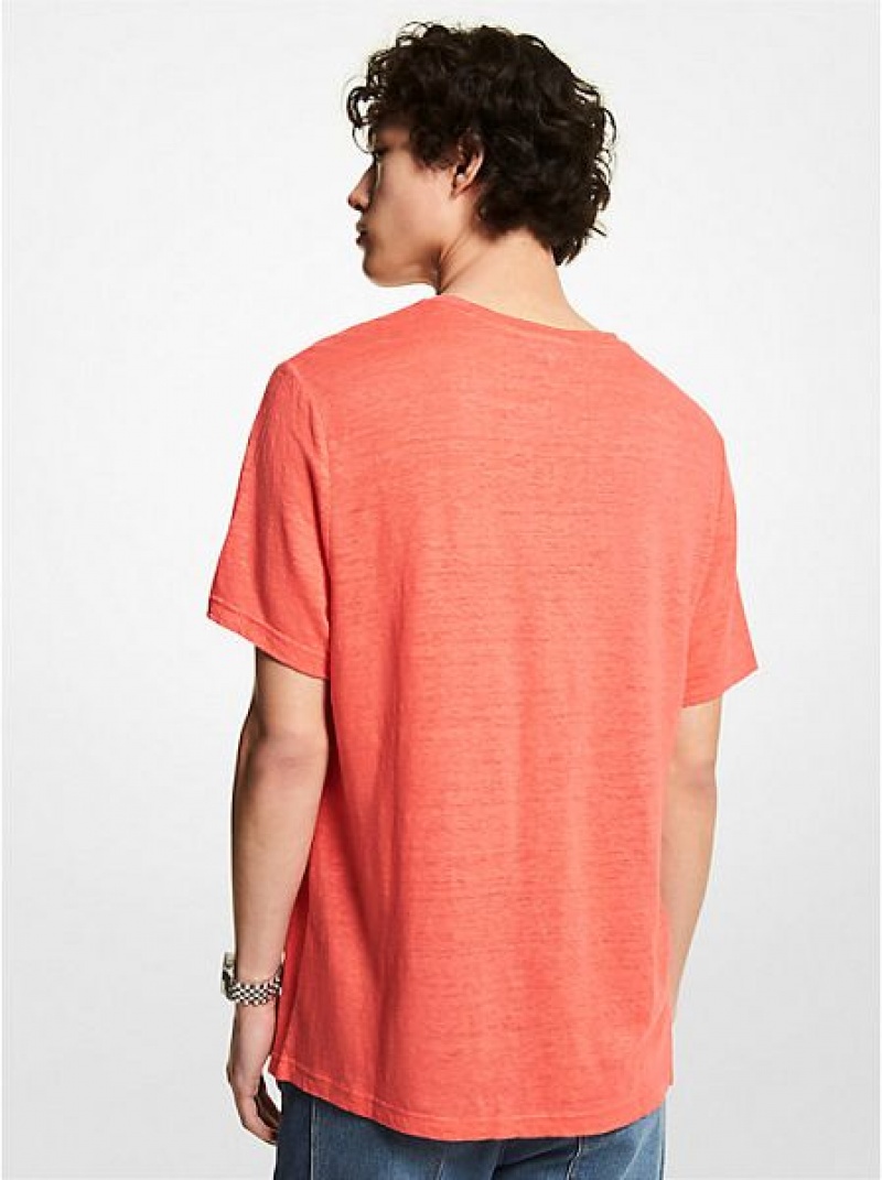 Michael Kors Slub Linen Pocket T-shirts Heren Oranje | 982031-APT