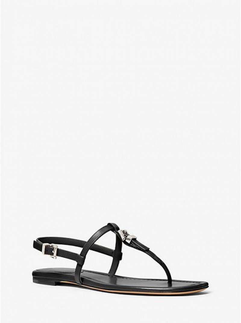 Michael Kors Sofia Leren Sandalen Dames Zwart | 841509-EPZ