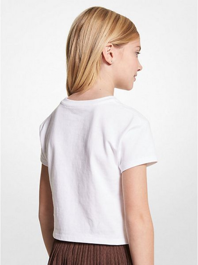 Michael Kors Studded Katoenen T-shirts Kinderen Wit | 384172-WNO