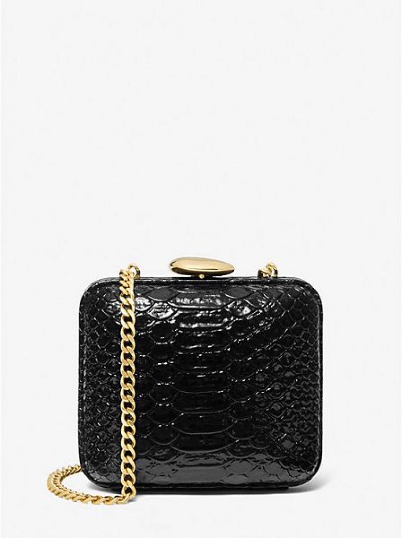 Michael Kors Tina Mini Python Embossed Leren Mini Tassen Dames Zwart | 549623-RWE