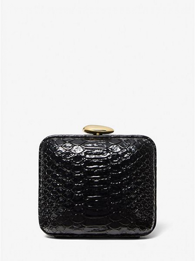 Michael Kors Tina Mini Python Embossed Leren Mini Tassen Dames Zwart | 549623-RWE