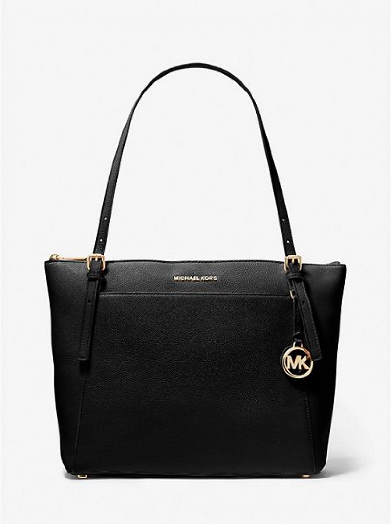 Michael Kors Voyager Large Pebbled Leren Tote Tassen Dames Zwart | 413805-KVE