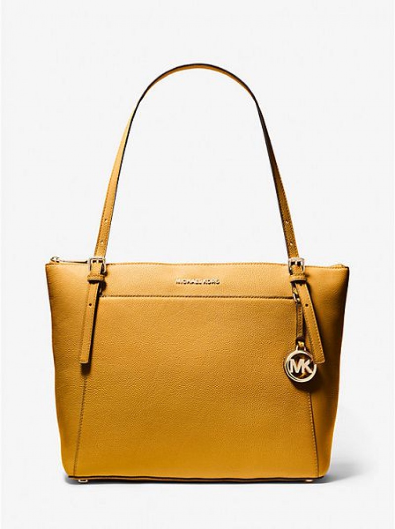 Michael Kors Voyager Large Pebbled Leren Tote Tassen Dames Geel | 385920-QIU