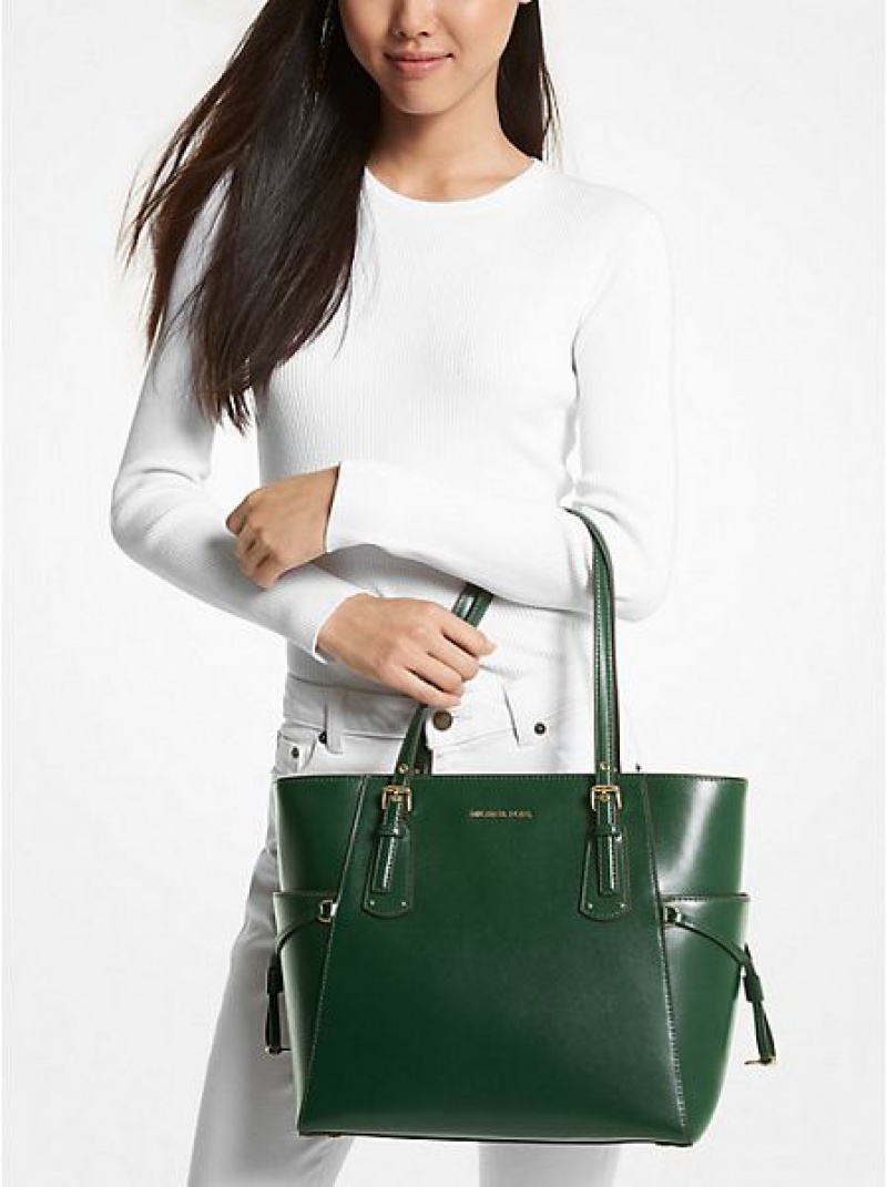 Michael Kors Voyager Small Leren Tote Tassen Dames Groen | 079813-OSM