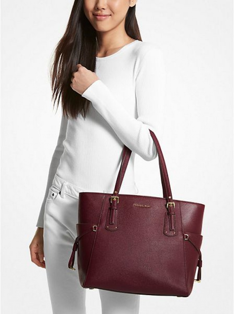 Michael Kors Voyager Small Pebbled Leren Tote Tassen Dames Bordeaux | 169205-YTO