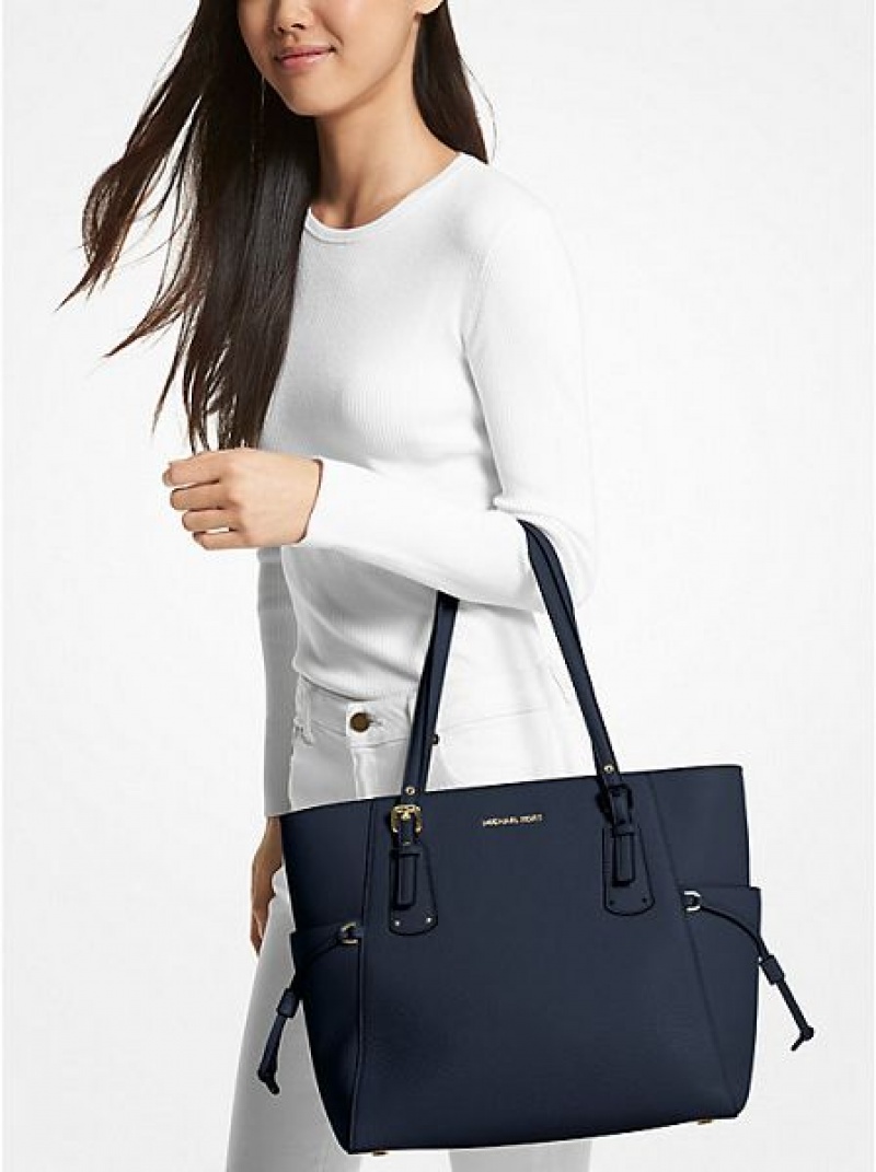 Michael Kors Voyager Small Pebbled Leren Tote Tassen Dames Donkerblauw | 309452-DMZ