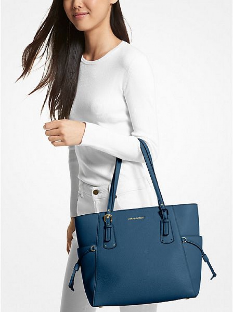 Michael Kors Voyager Small Pebbled Leren Tote Tassen Dames Blauw | 714820-RFN